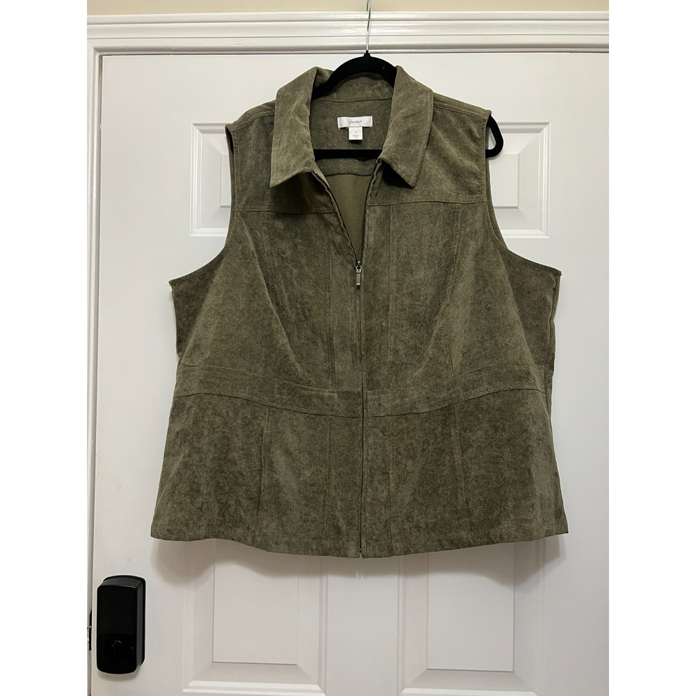 CJ Banks Corduroy Vest 3X‎ Women's Moose Canoe Cabin Lodge Core Cottage